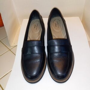 Clarks Collection Loafer Shoes Black SZ 9